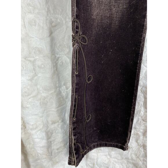NWT BISCOTE Paris Brown Flock jeans embellished with cording size EU42/US 10 - Picture 3 of 10